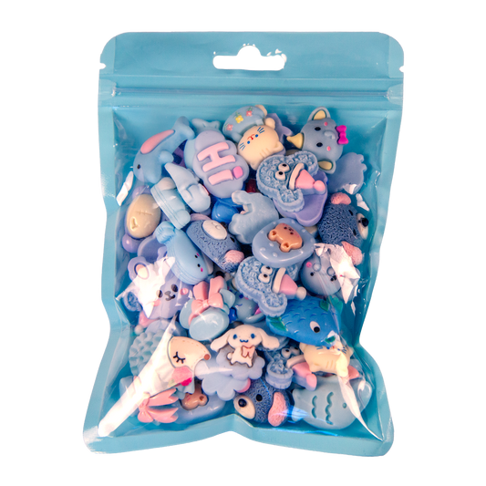 Premium Decoden Kawaii Flatback Resin Charms | 50 Count Blue | by Whimsy DIY Studio - Whimsy DIY Studio