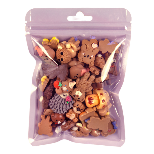 Premium Decoden Kawaii Flatback Resin Charms | 50 Count Brown | by Whimsy DIY Studio