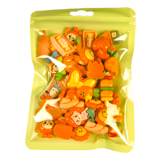 Premium Decoden Kawaii Flatback Resin Charms | 50 Count Orange | by Whimsy DIY Studio