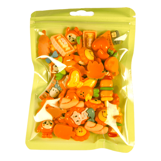 Premium Decoden Kawaii Flatback Resin Charms | 50 Count Orange | by Whimsy DIY Studio - Whimsy DIY Studio