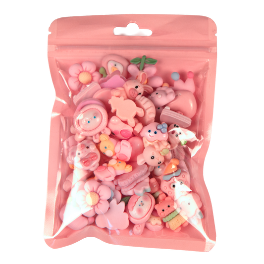 Premium Decoden Kawaii Flatback Resin Charms | 50 Count Pink | by Whimsy DIY Studio