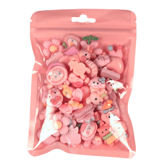 Premium Decoden Kawaii Flatback Resin Charms | 50 Count Pink | by Whimsy DIY Studio - Whimsy DIY Studio
