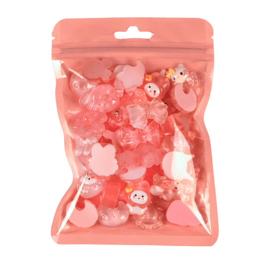 Premium Decoden Kawaii Flatback Resin Charms | 50 Count Clear Pink | by Whimsy DIY Studio - Whimsy DIY Studio