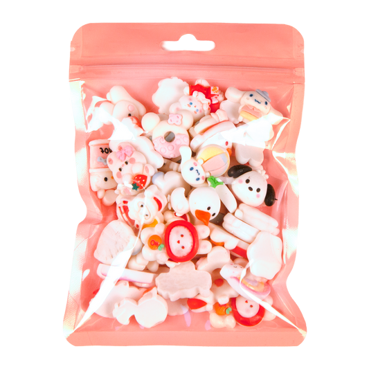 Premium Decoden Kawaii Flatback Resin Charms | 50 Count White | by Whimsy DIY Studio