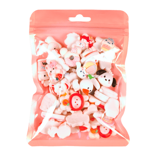 Premium Decoden Kawaii Flatback Resin Charms | 50 Count White | by Whimsy DIY Studio - Whimsy DIY Studio