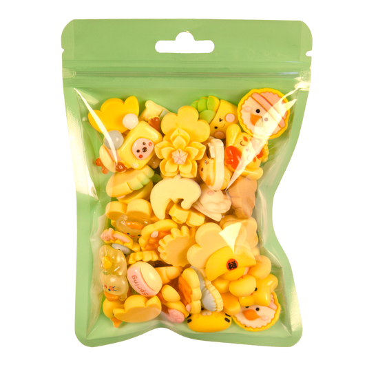 Premium Decoden Kawaii Flatback Resin Charms | 50 Count Yellow | by Whimsy DIY Studio