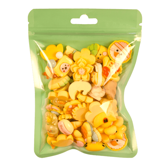 Premium Decoden Kawaii Flatback Resin Charms | 50 Count Yellow | by Whimsy DIY Studio - Whimsy DIY Studio