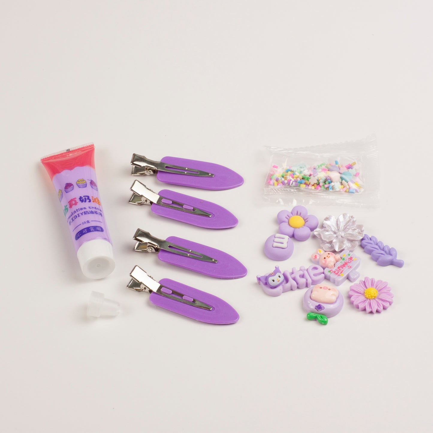 Whimsy Small Decoden Hair Clip Kit - Purple
