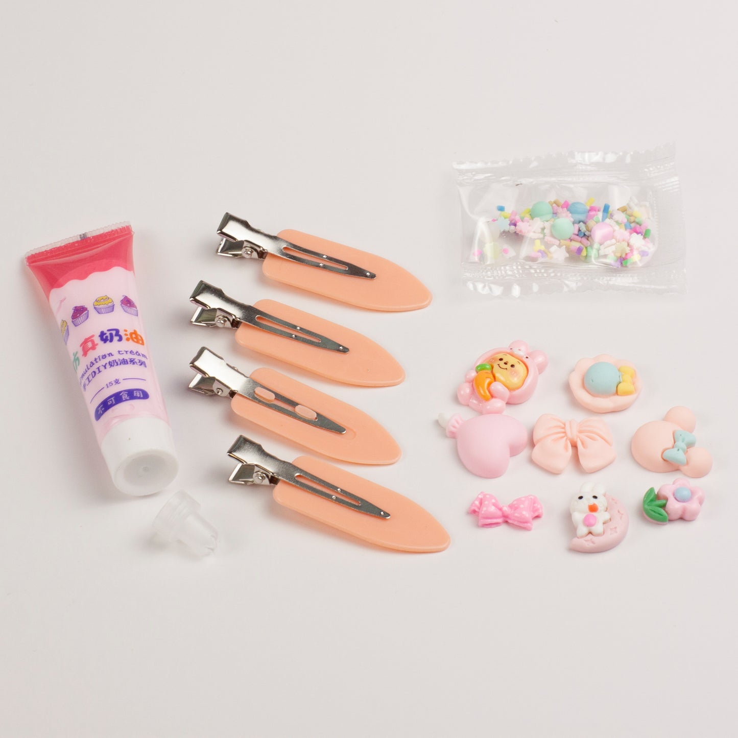 Whimsy Small Decoden Hair Clip Kit - Peachy Pink
