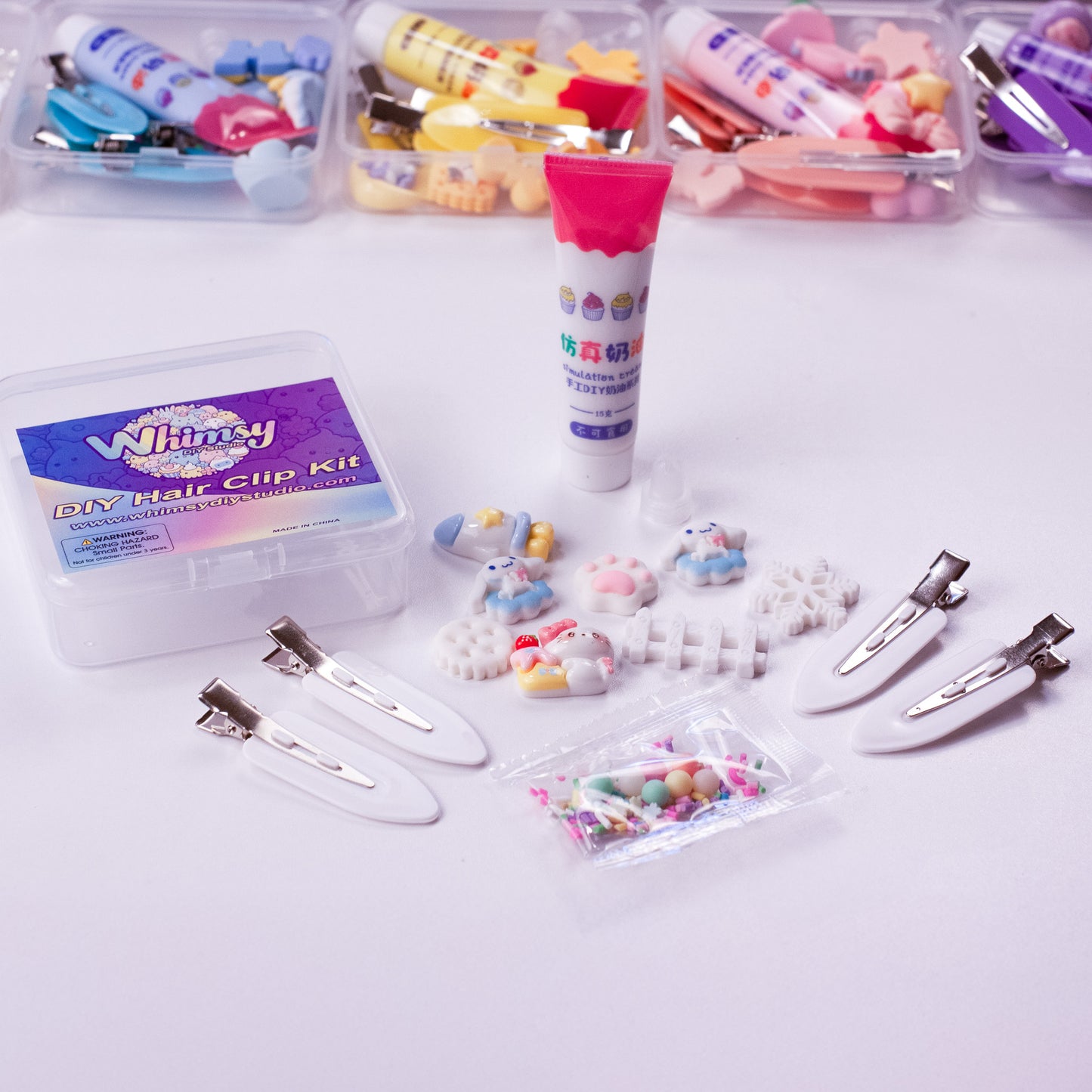 Whimsy Small Decoden Hair Clip Kit - White