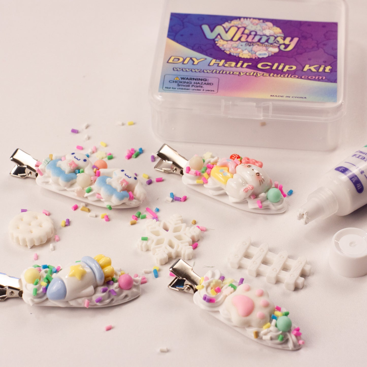 Whimsy Small Decoden Hair Clip Kit - White