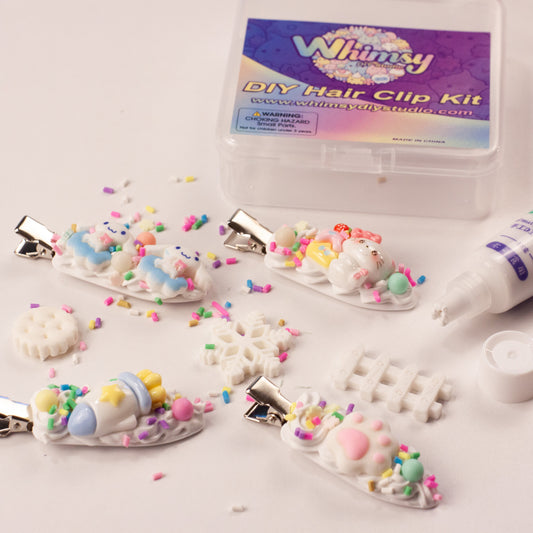 Whimsy Small DIY Decoden Kawaii Hair Clip Kit | White