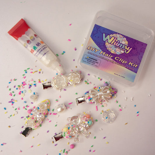 Whimsy Small DIY Decoden Kawaii Hair Clip Kit | Iridescent Clear