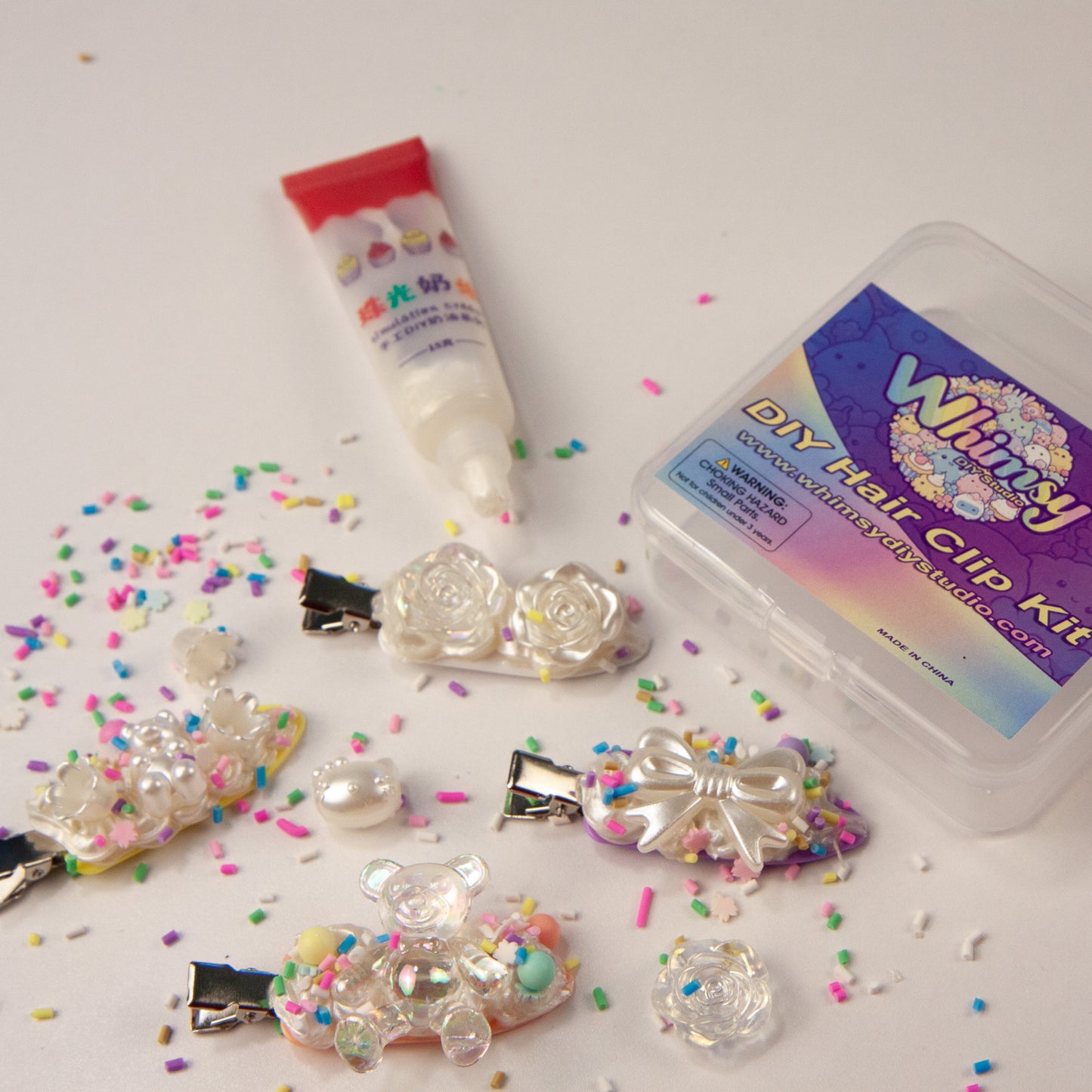 Whimsy Small Decoden Hair Clip Kit - Iridescent Clear