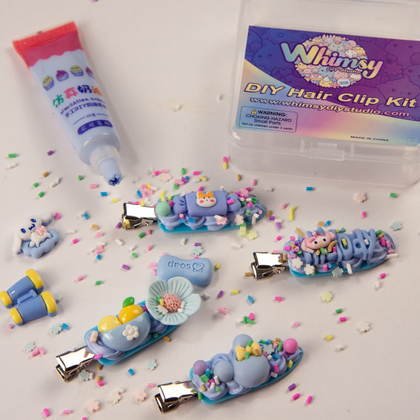 Whimsy Small Decoden Hair Clip Kit - Blue