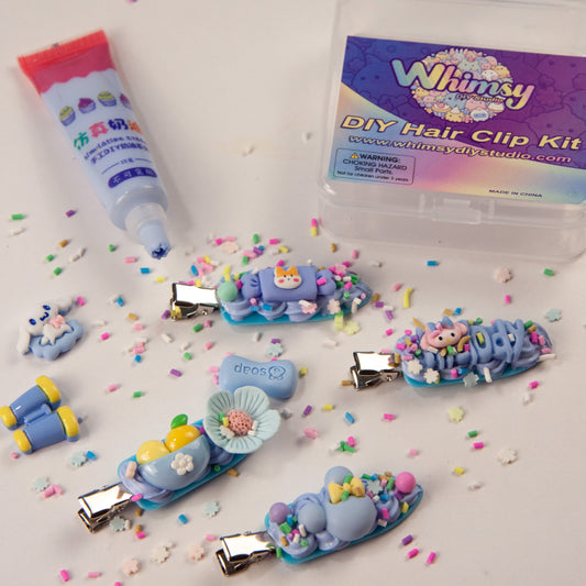 Whimsy Small DIY Decoden Kawaii Hair Clip Kit | Blue
