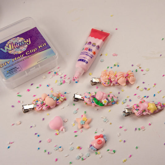 Whimsy Small DIY Decoden Kawaii Hair Clip Kit | Peachy Pink