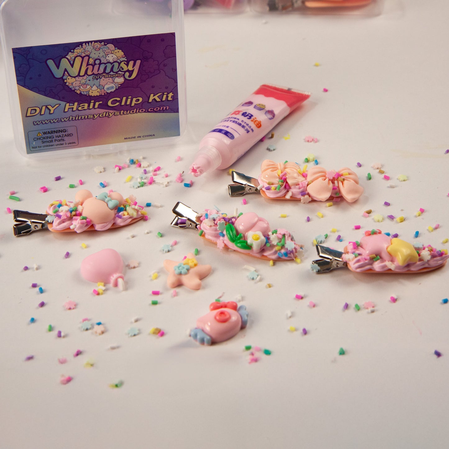Whimsy Small Decoden Hair Clip Kit - Peachy Pink