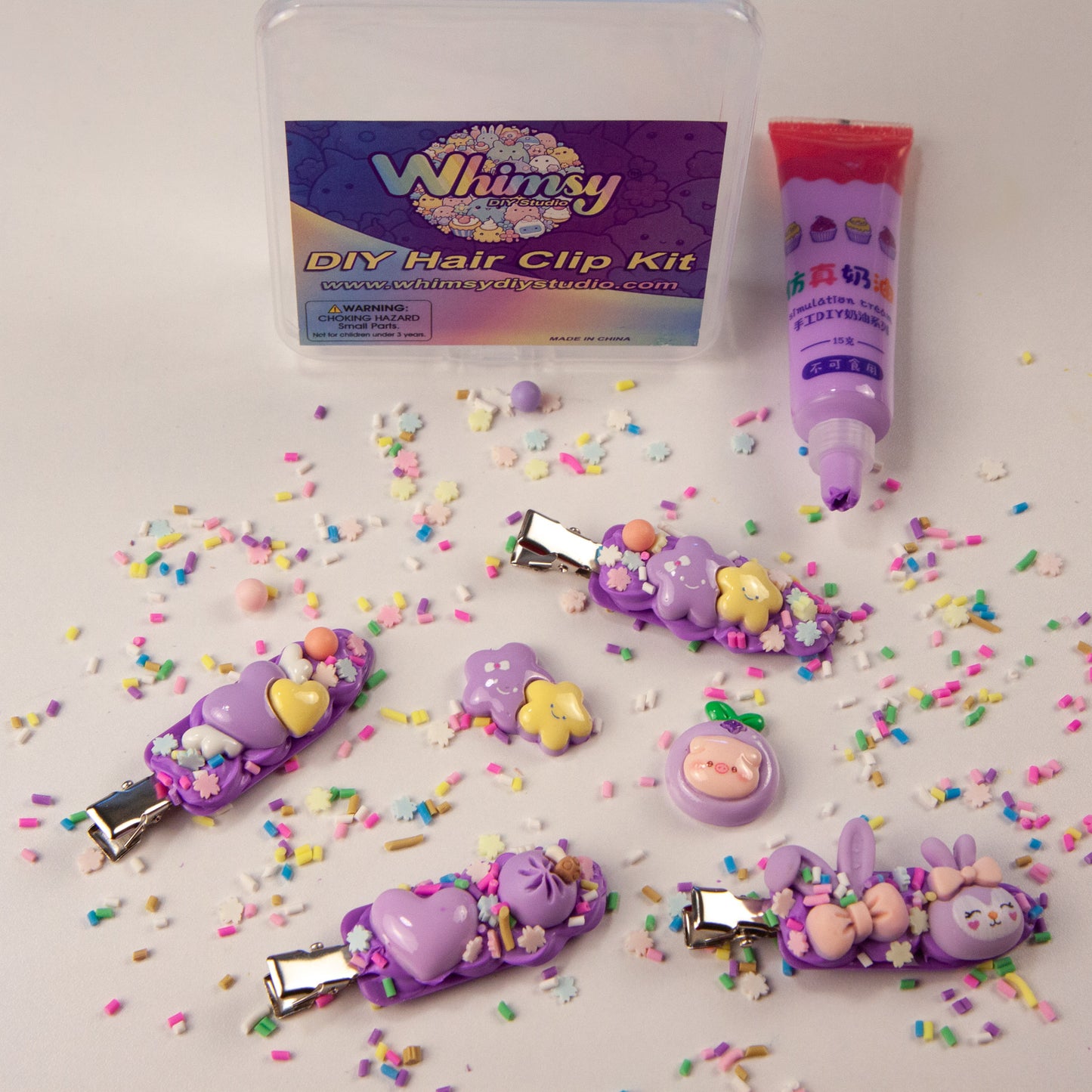 Whimsy Small Decoden Hair Clip Kit - Purple