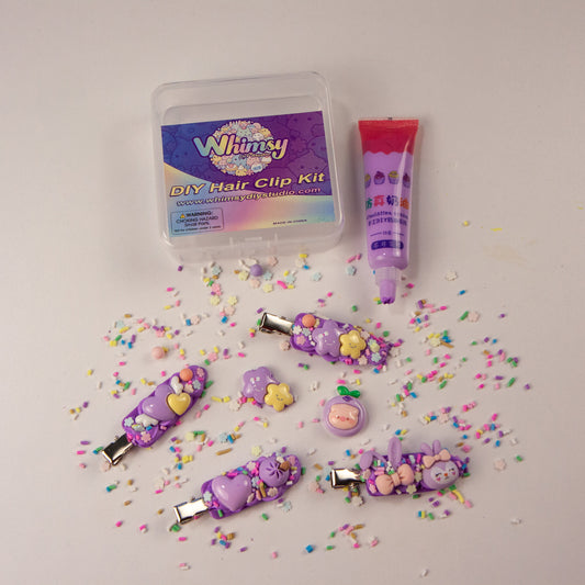 Whimsy Small DIY Decoden Kawaii Hair Clip Kit | Purple