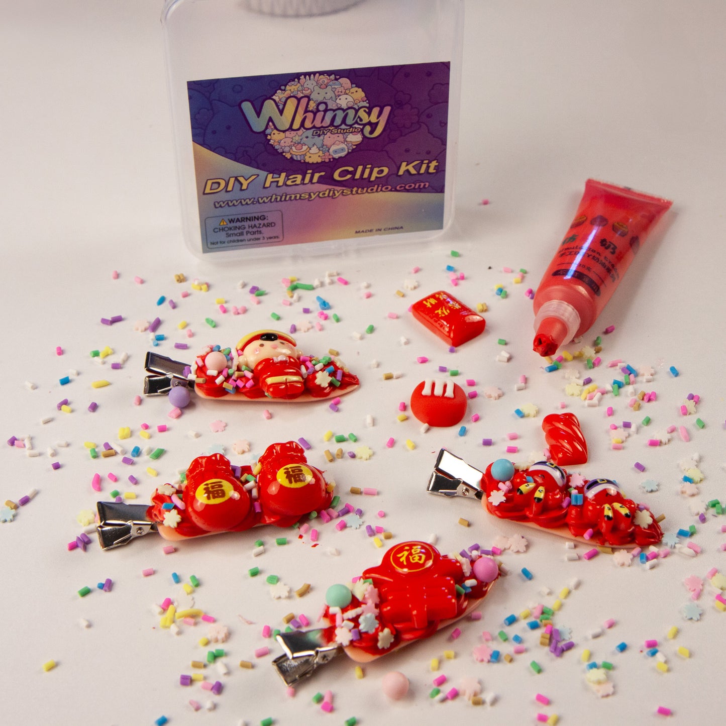 Whimsy Small Decoden Hair Clip Kit - Red