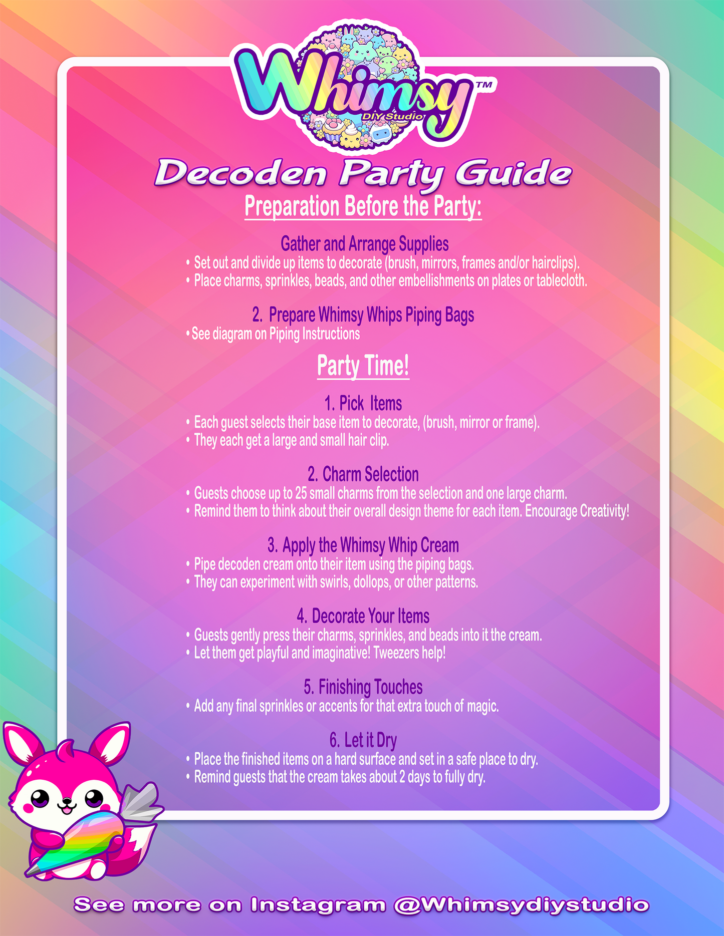 Whimsy DIY Studio Decoden Party Kit - 5 Person Kit - DIY Picture Frames - Whimsy DIY Studio