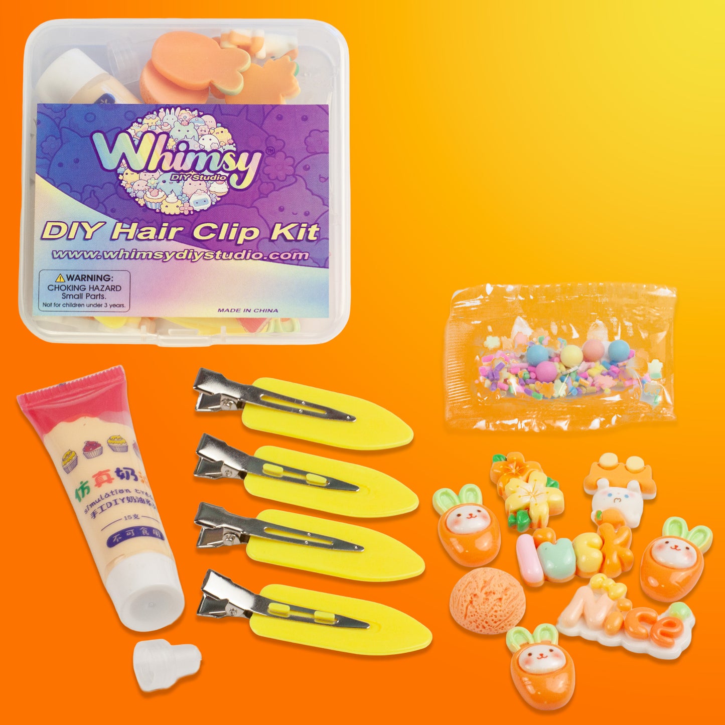 Whimsy Small Decoden Hair Clip Kit - Orange