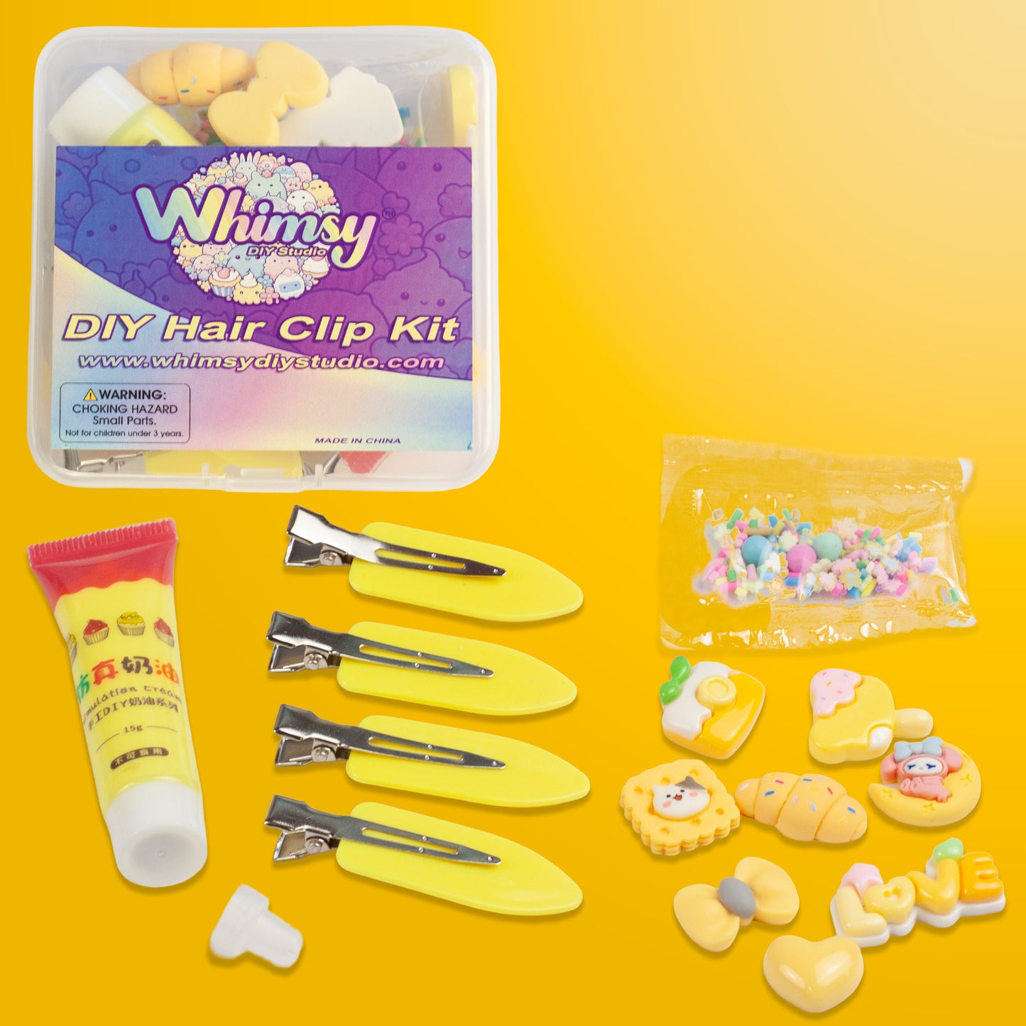 Whimsy Small Decoden Hair Clip Kit - Yellow