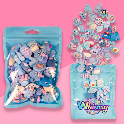 Premium Decoden Kawaii Flatback Resin Charms | 50 Count Blue | by Whimsy DIY Studio