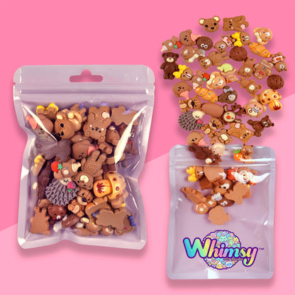 Premium Decoden Kawaii Flatback Resin Charms | 50 Count Brown | by Whimsy DIY Studio