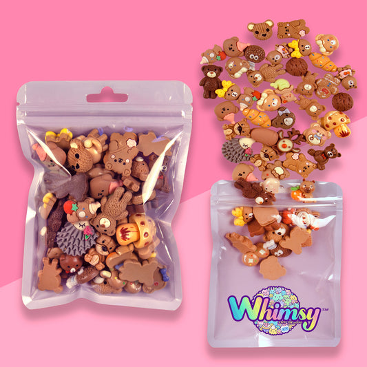 Premium Decoden Kawaii Flatback Resin Charms | 50 Count Brown | by Whimsy DIY Studio