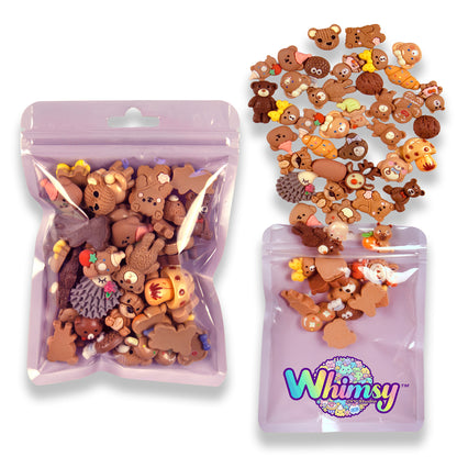 Premium Decoden Kawaii Flatback Resin Charms | 50 Count Brown | by Whimsy DIY Studio