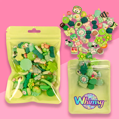 Premium Decoden Kawaii Flatback Resin Charms | 50 Count Green | by Whimsy DIY Studio