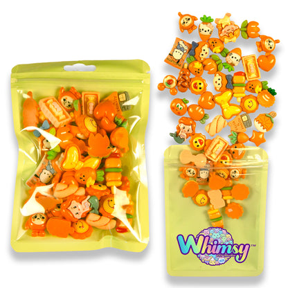 Premium Decoden Kawaii Flatback Resin Charms | 50 Count Orange | by Whimsy DIY Studio