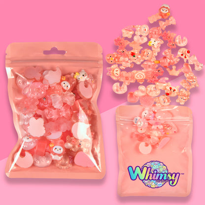 Premium Decoden Kawaii Flatback Resin Charms | 50 Count Clear Pink | by Whimsy DIY Studio