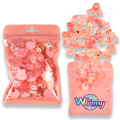 Premium Decoden Kawaii Flatback Resin Charms | 50 Count Clear Pink | by Whimsy DIY Studio