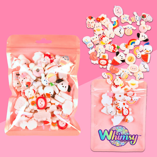 Premium Decoden Kawaii Flatback Resin Charms | 50 Count White | by Whimsy DIY Studio