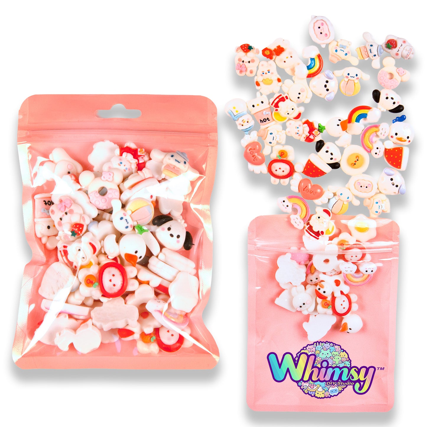 Premium Decoden Kawaii Flatback Resin Charms | 50 Count White | by Whimsy DIY Studio
