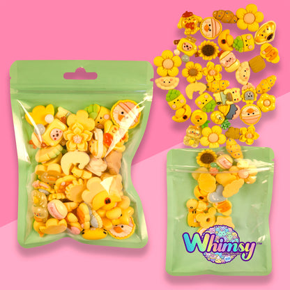Premium Decoden Kawaii Flatback Resin Charms | 50 Count Yellow | by Whimsy DIY Studio