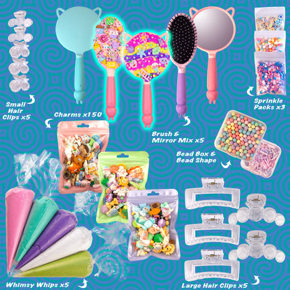 Whimsy DIY Decoden Party Kit - The Ultimate Party in a Box - 5 Person Kit - Brushes & Mirrors Mix