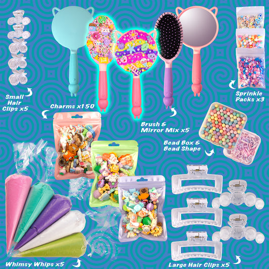 Whimsy DIY Decoden Party Kit - The Ultimate Party in a Box - 5 Person Kit - Brushes & Mirrors Mix