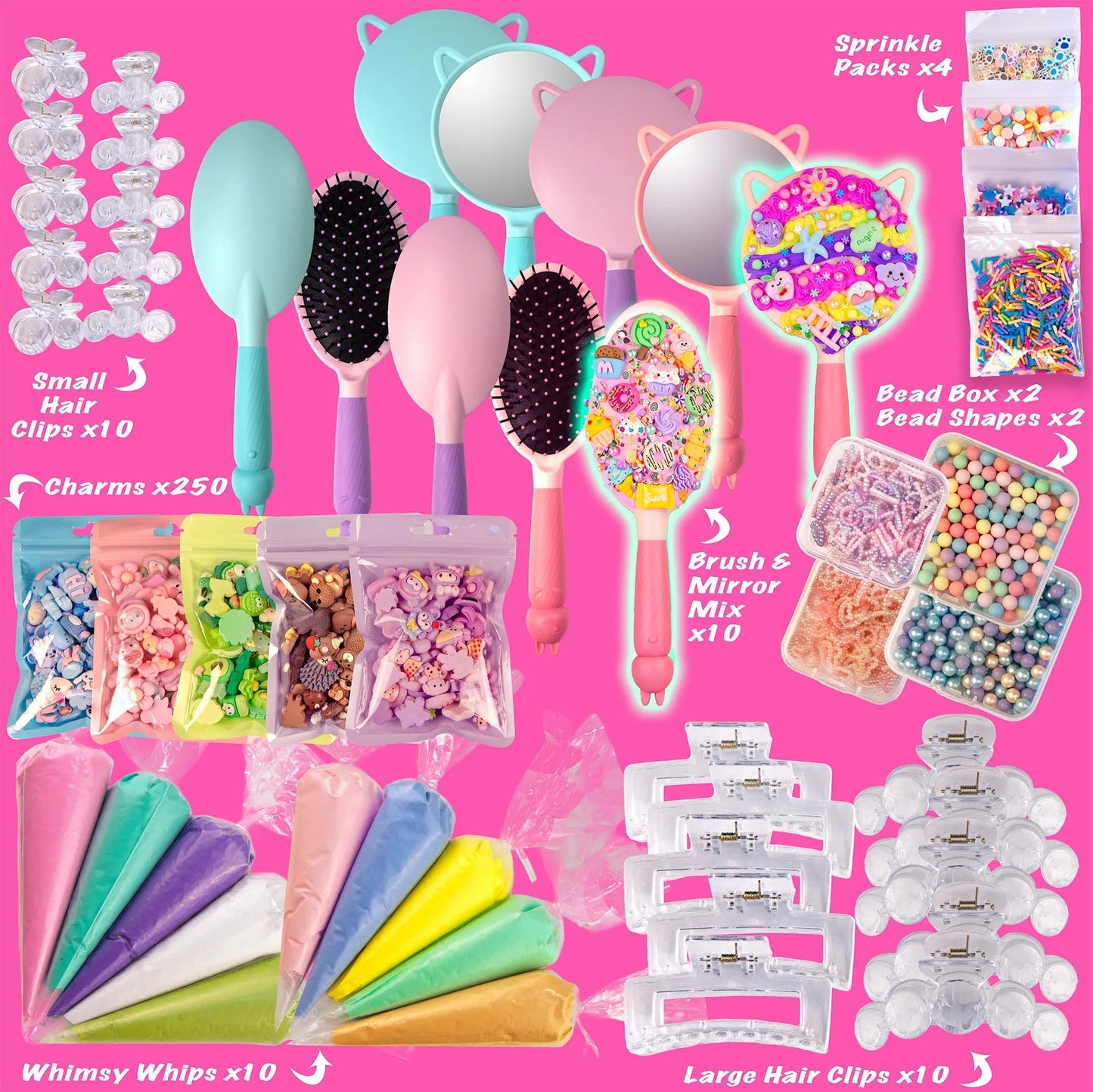Whimsy DIY Studio Decoden Party Kit - 10 Person Kit - DIY Brushes & Mirrors Mix - Whimsy DIY Studio