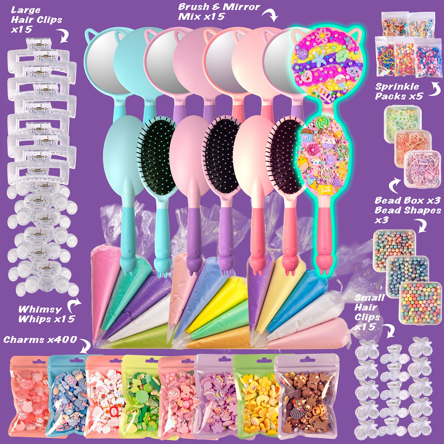 Whimsy DIY Studio Decoden Party Kit - 15 Person Kit - DIY Brushes & Mirrors Mix