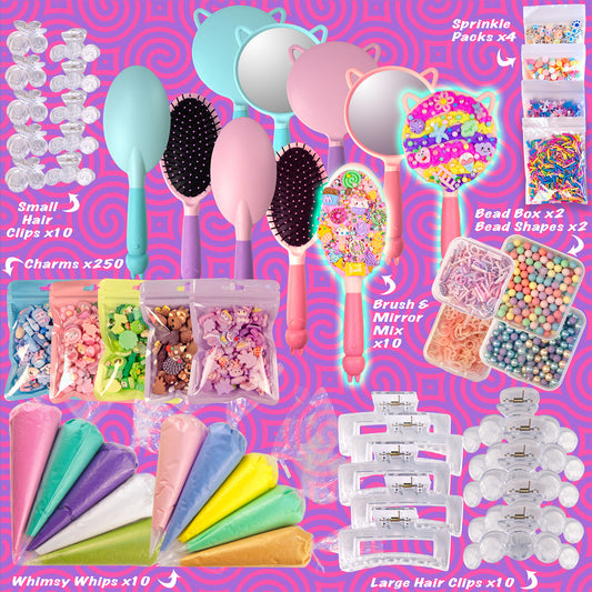 Whimsy DIY Decoden Party Kit - The Ultimate Party in a Box - 10 Person Kit - Brushes & Mirrors Mix