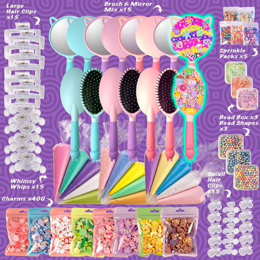 Whimsy DIY Decoden Party Kit - The Ultimate Party in a Box - 15 Person Kit - Brushes & Mirrors Mix
