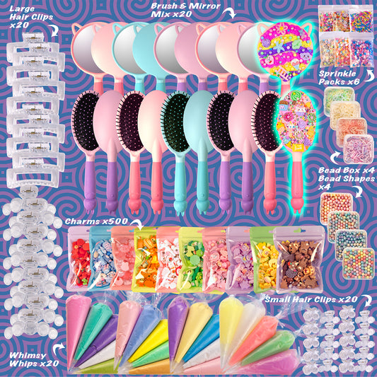 Whimsy DIY Decoden Party Kit - The Ultimate Party in a Box - 20 Person Kit - Brushes & Mirrors Mix