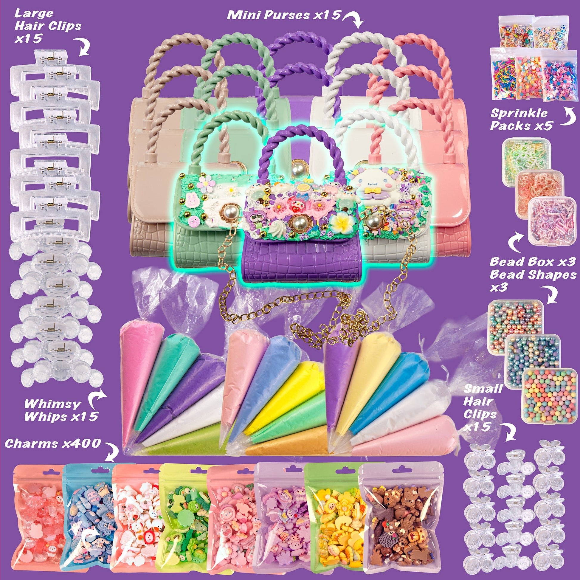 Whimsy DIY Studio Decoden Party Kit - 15 Person Kit - DIY Mini Purses - Limited Edition - Whimsy DIY Studio