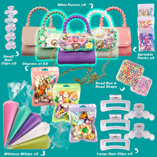 Whimsy DIY Studio Decoden Party Kit - 5 Person Kit - DIY Mini Purses - Limited Edition - Whimsy DIY Studio