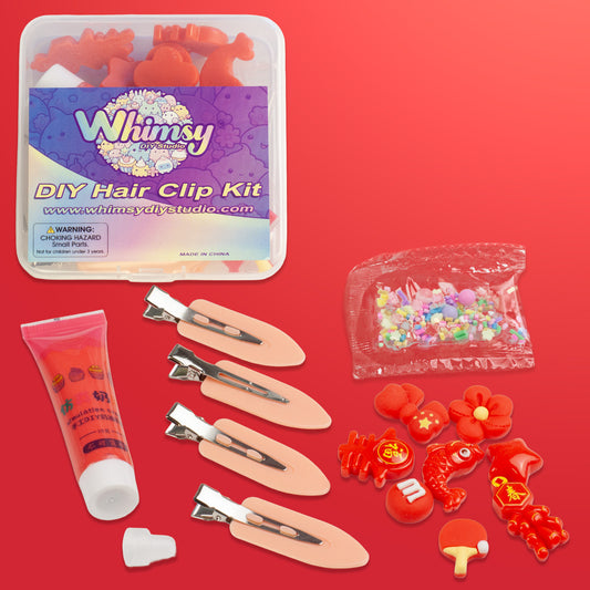 Whimsy Small Decoden Hair Clip Kit - Red