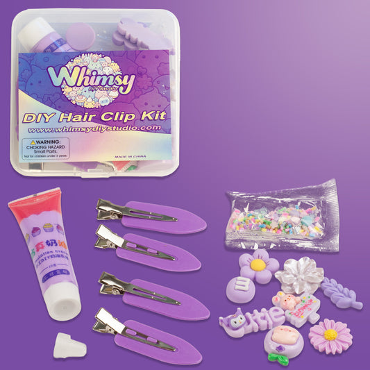 Whimsy Small DIY Decoden Kawaii Hair Clip Kit | Purple